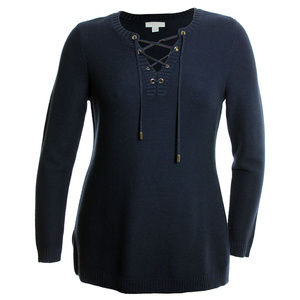 Blue Long Sleeve Lace Up Sweater NEW w/ Tags Plus Sizes Charter Club